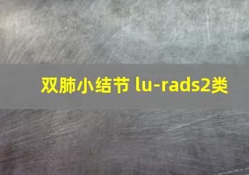 双肺小结节 lu-rads2类